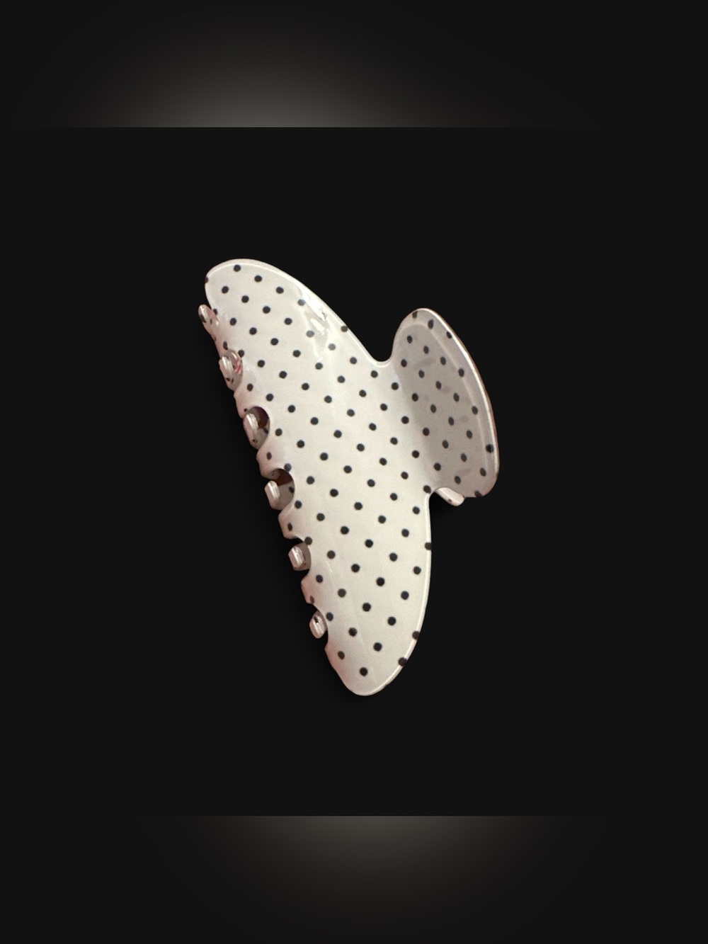 Emi Jay White Hair Claw with Black Polka Dots